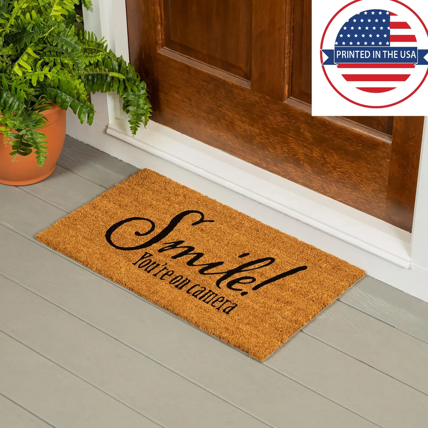 Plow & Hearth Coir Mats>Smile Coir Mat