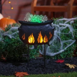 Plow & Hearth Garden Stakes|Lighted Garden Decorations>Solar Cauldron Halloween Stake