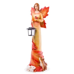 Plow & Hearth Garden Statues|Lighted Garden Decorations>Solar Fall Foliage Angel and Friends Garden Statue