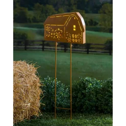 Plow & Hearth Garden Stakes|Solar Accents>Solar Lighted Laser Cut Garden Stakes, Farmhouse
