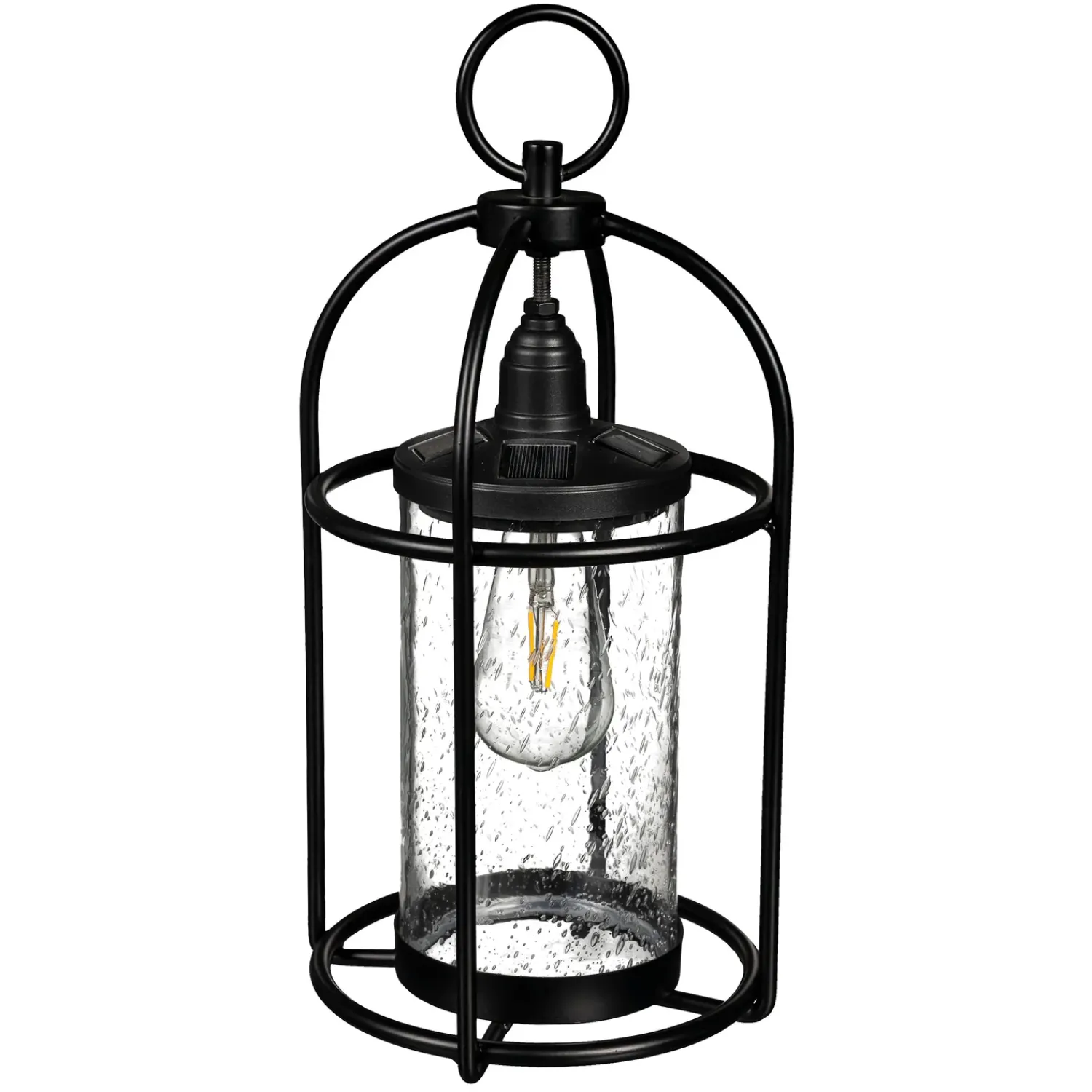 Plow & Hearth Solar Accents|Solar Lighting>Solar Metal and Bubble Glass Vintage Lantern