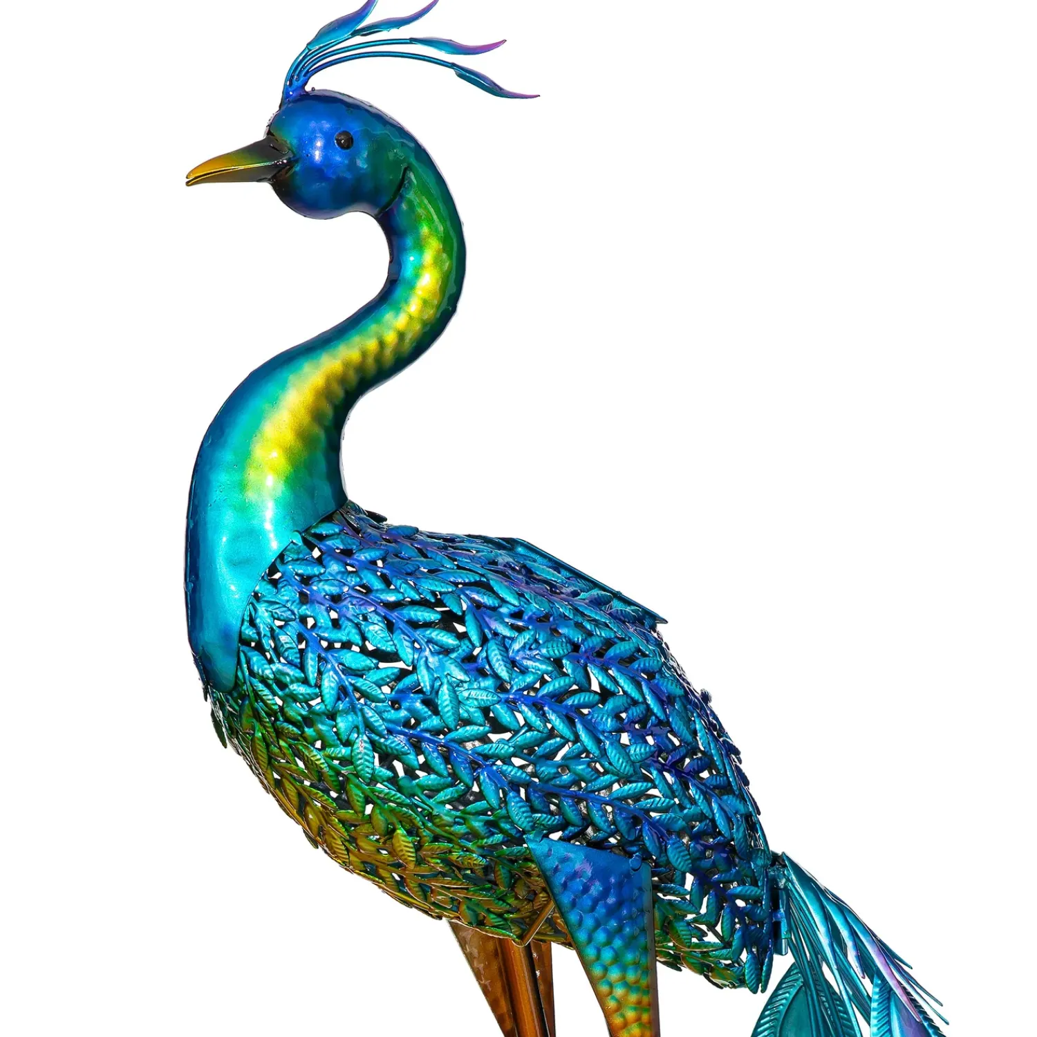 Plow & Hearth Garden Statues>Solar Metal Vibrant Peacock Statue, 33"H