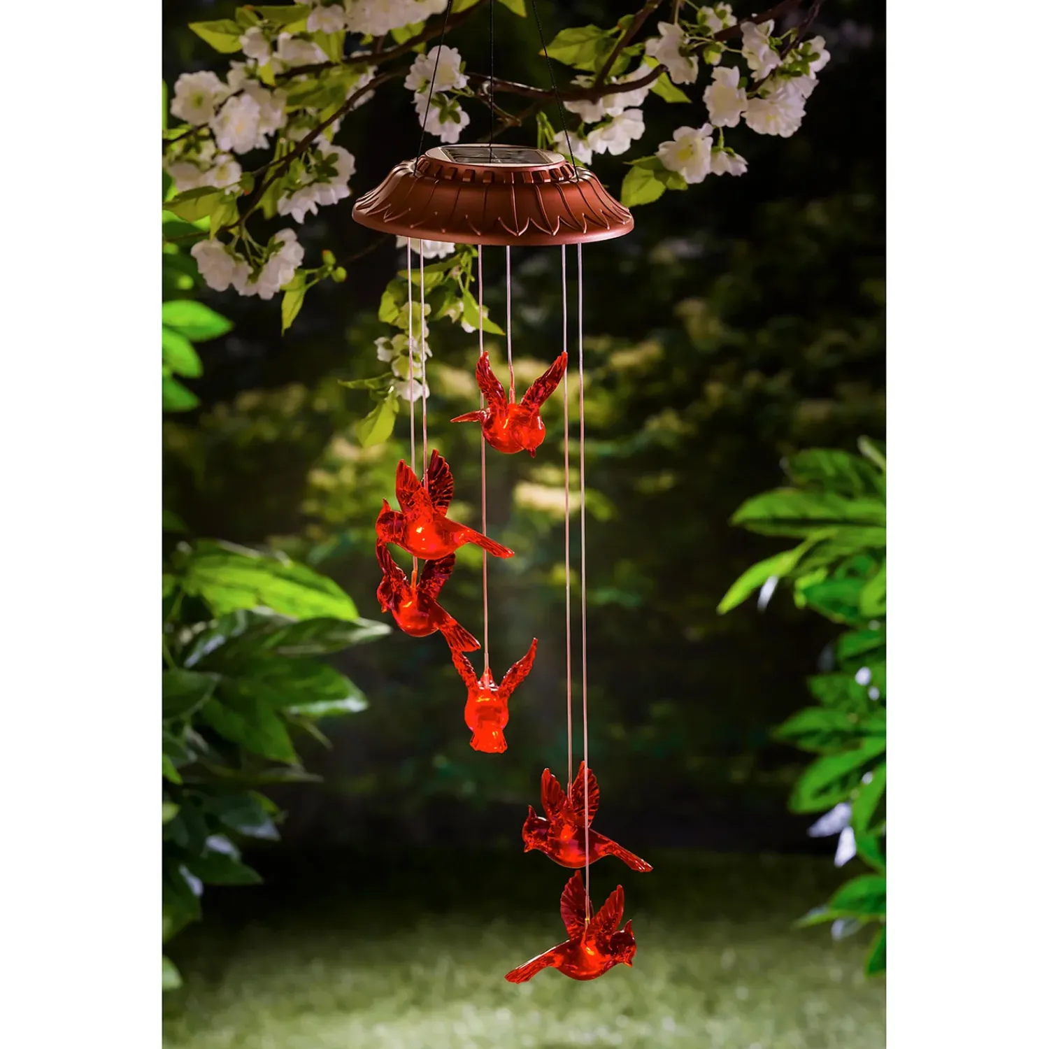 Plow & Hearth Wind Chimes & Mobiles|Solar Accents>Solar Mobile, Garden Days Cardinal