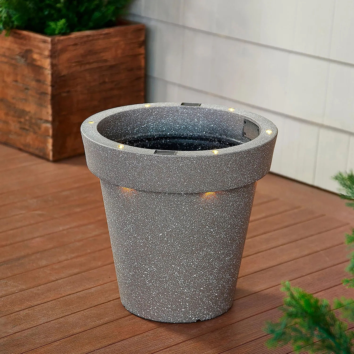 Plow & Hearth Solar Accents|Planters & Plant Stands>Solar Stone Planter