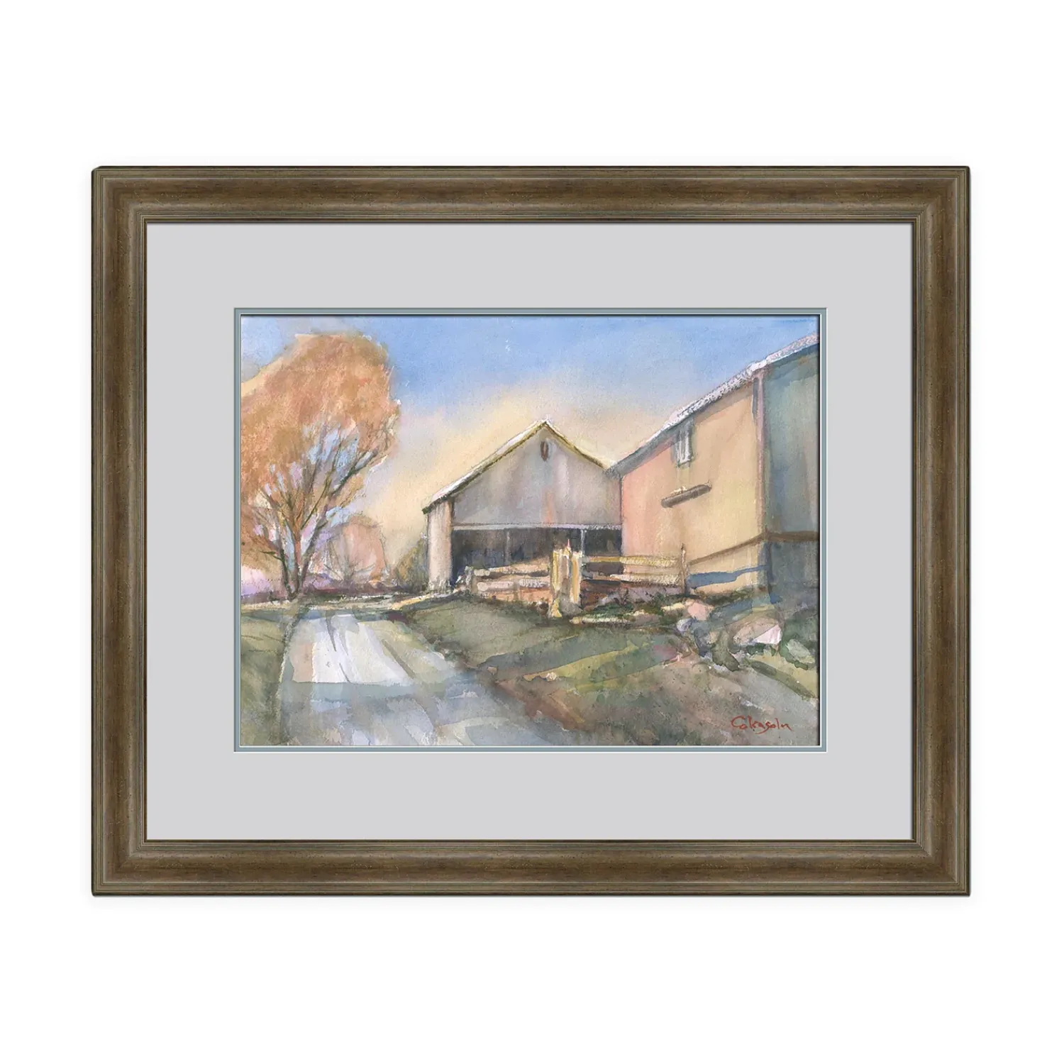 Plow & Hearth Wall Art>Somers Farm Scene Framed Wall Art Painting