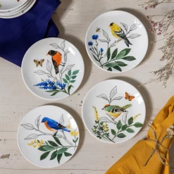 Plow & Hearth Plates & Platters>Song Bird Ceramic Appetizer Plate Set
