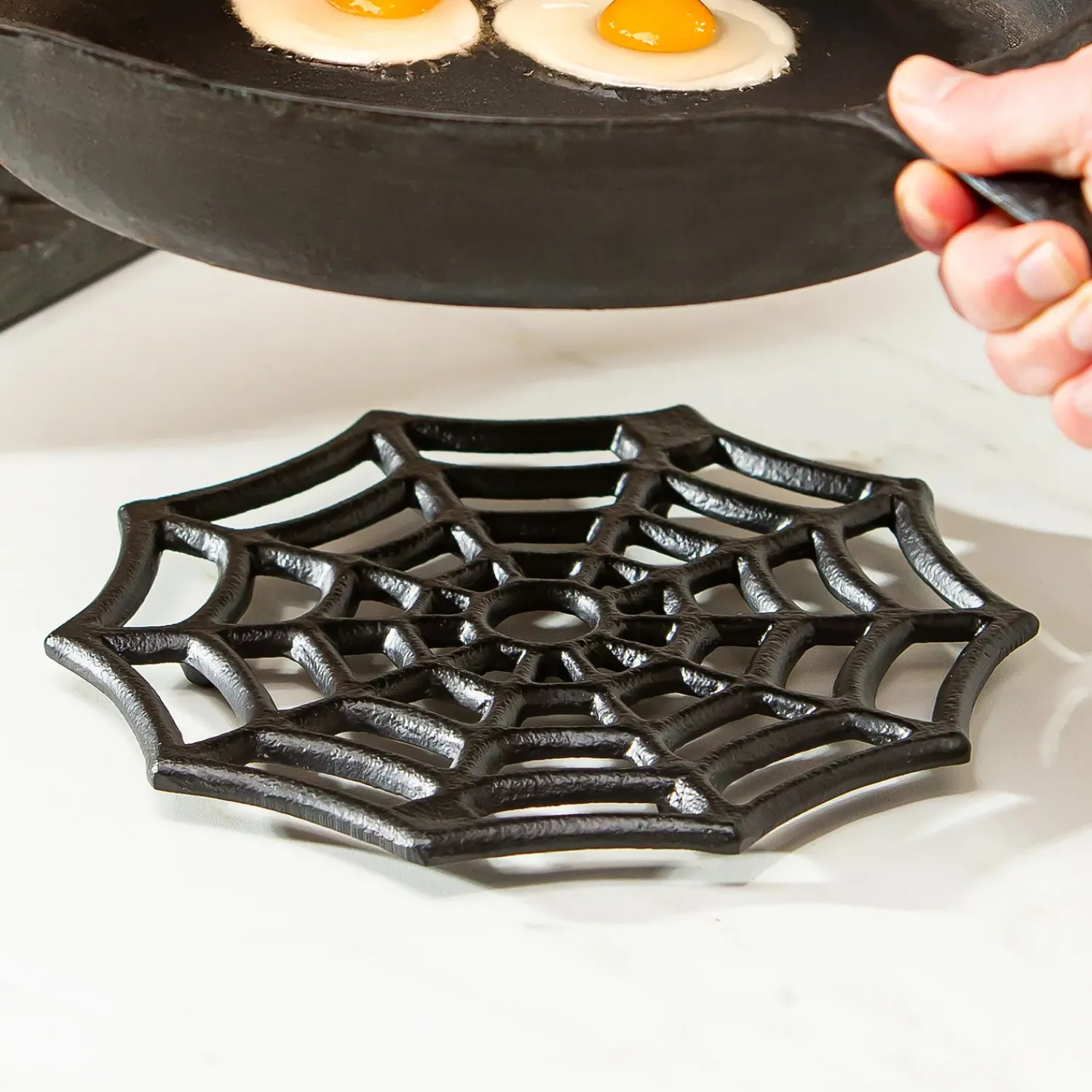 Plow & Hearth Trivets & Spoon Rests>Spider Web Metal Trivet, 8.25"L