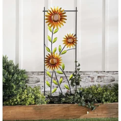 Plow & Hearth Arbors & Trellises>Spinning Sunflower Metal Garden Trellis