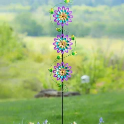 Plow & Hearth Wind Spinners|Garden Stakes>Spinning Violets Garden Stake