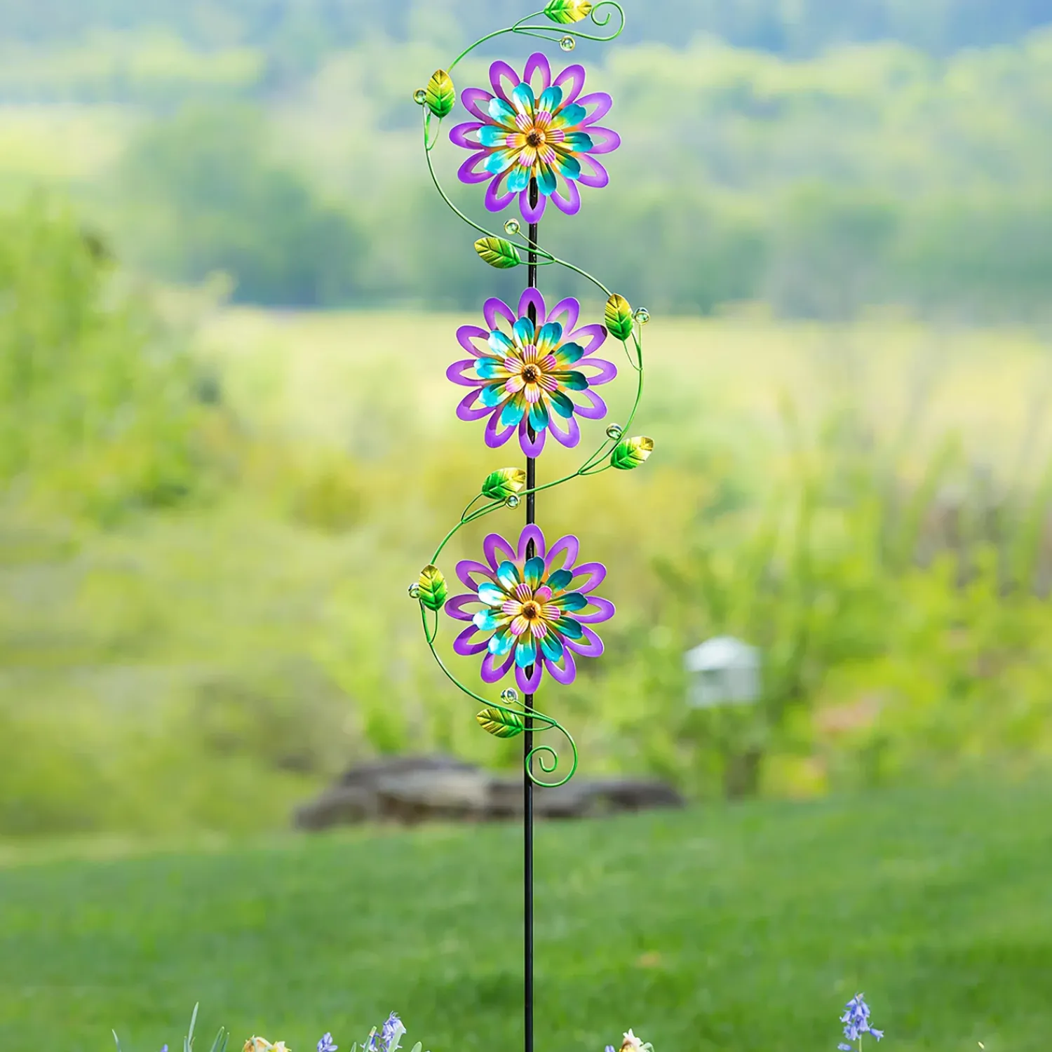 Plow & Hearth Wind Spinners|Garden Stakes>Spinning Violets Garden Stake