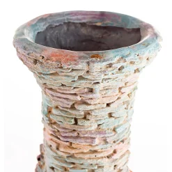 Plow & Hearth Planters & Vases>Stacked Faux Rock Non-Watertight Vase with Base and Floral Rope Accent