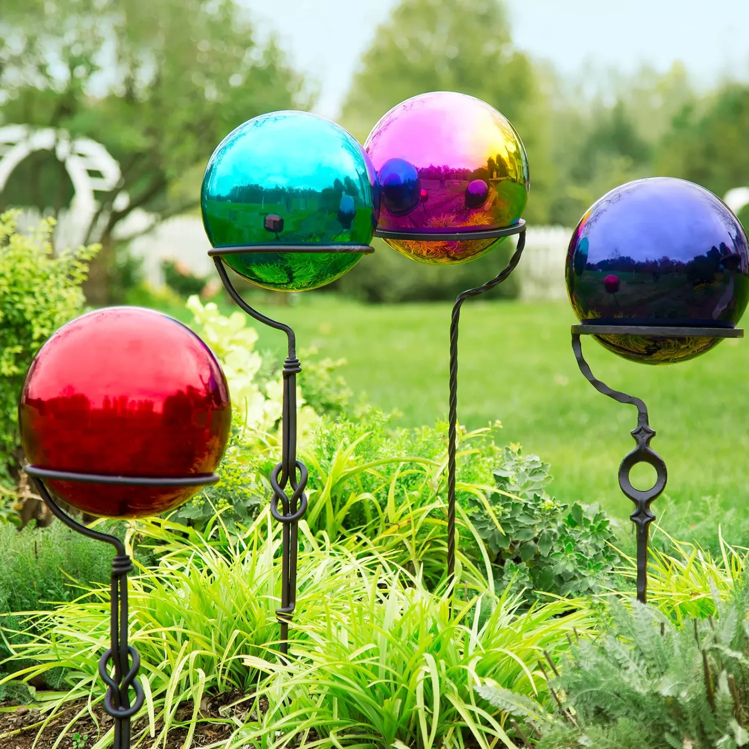 Plow & Hearth Gazing Balls>Stainless Steel Gazing Ball Teal