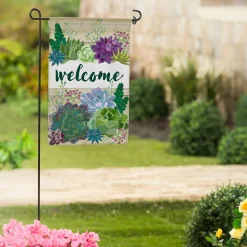 Plow & Hearth Garden Flags>Succulent Burlap Garden Flag