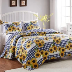 Plow & Hearth Quilts & Bedspreads>Sunflower Fields Quilted Bedding Set, Full/Queen