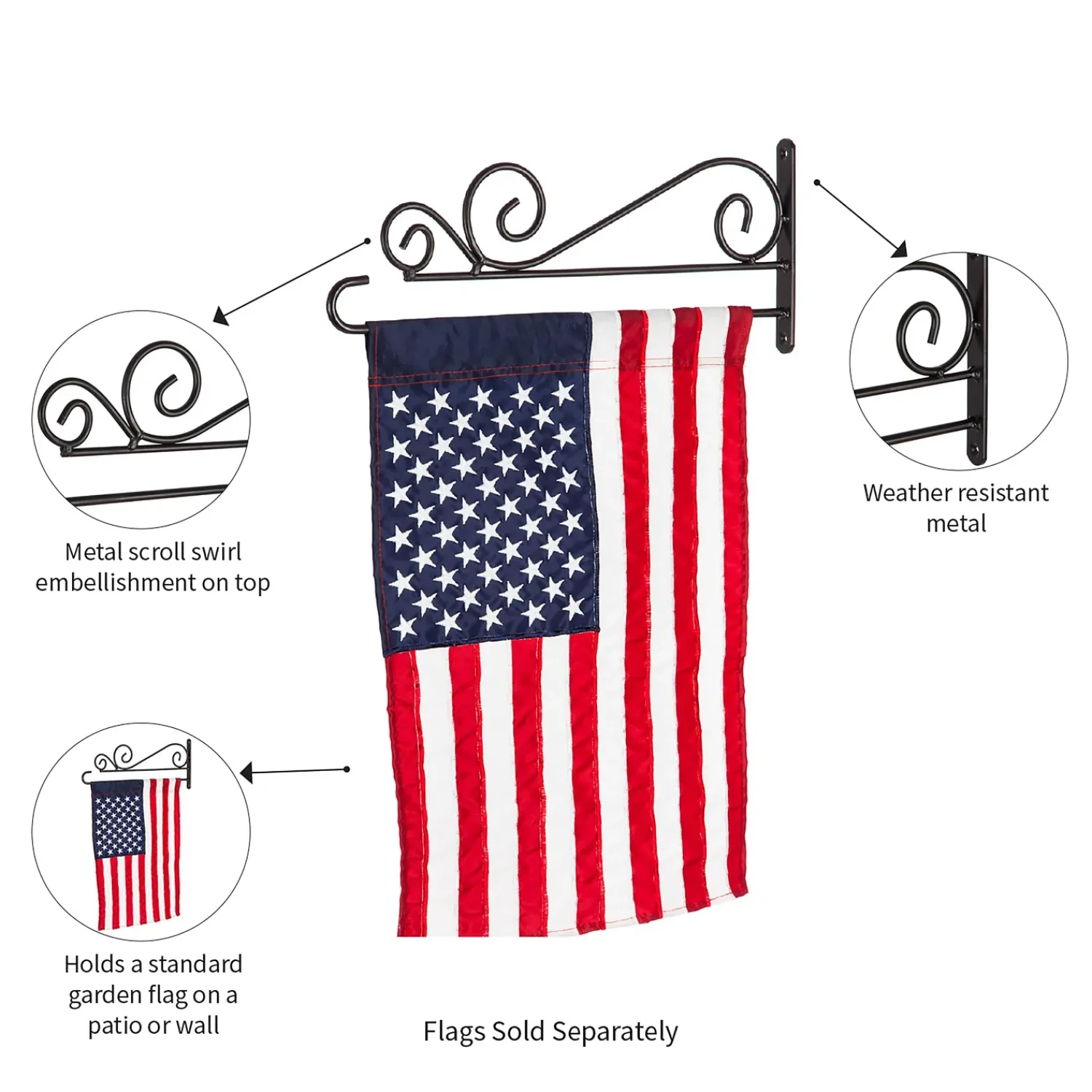 Plow & Hearth Flag Accessories>Swirl Wall-Mount Garden Flag Hanger