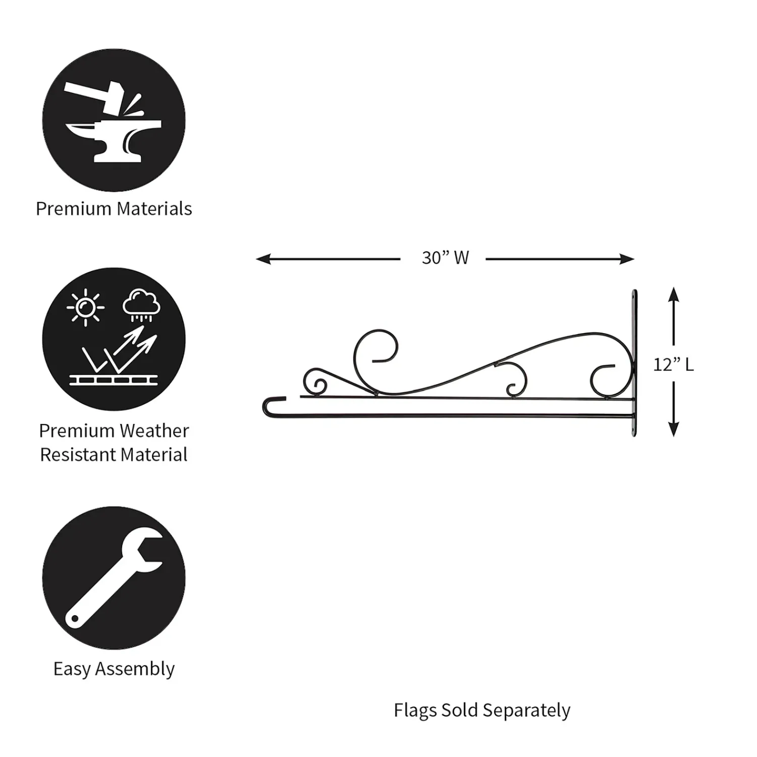 Plow & Hearth Flag Accessories>Swirl Wall-Mount House Flag Hanger