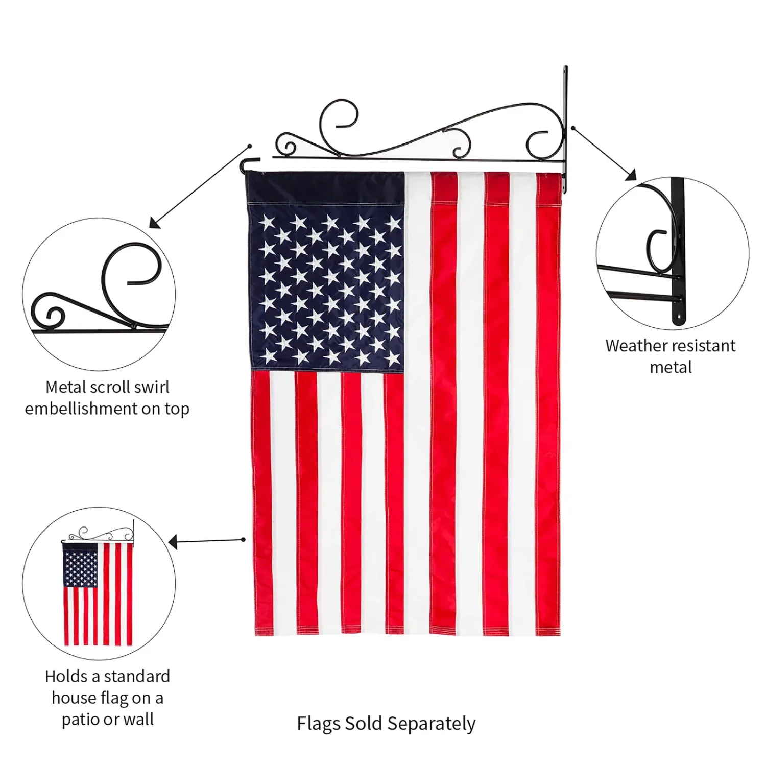 Plow & Hearth Flag Accessories>Swirl Wall-Mount House Flag Hanger