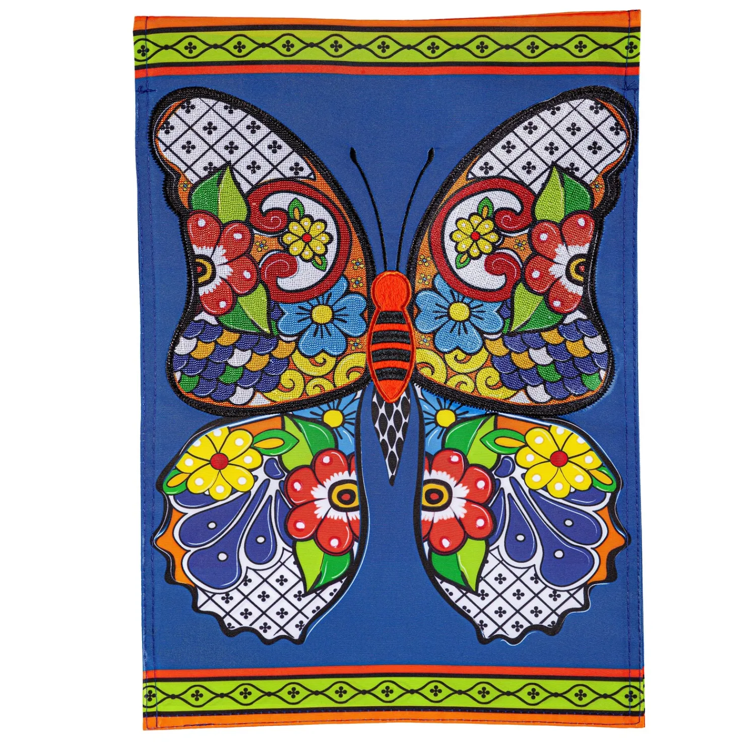Plow & Hearth Garden Flags>Talavera Butterfly Applique Garden Flag