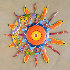 Plow & Hearth Outdoor Wall Art|Wall Art>Talavera Sun and Moon Painted Metal Wall Art