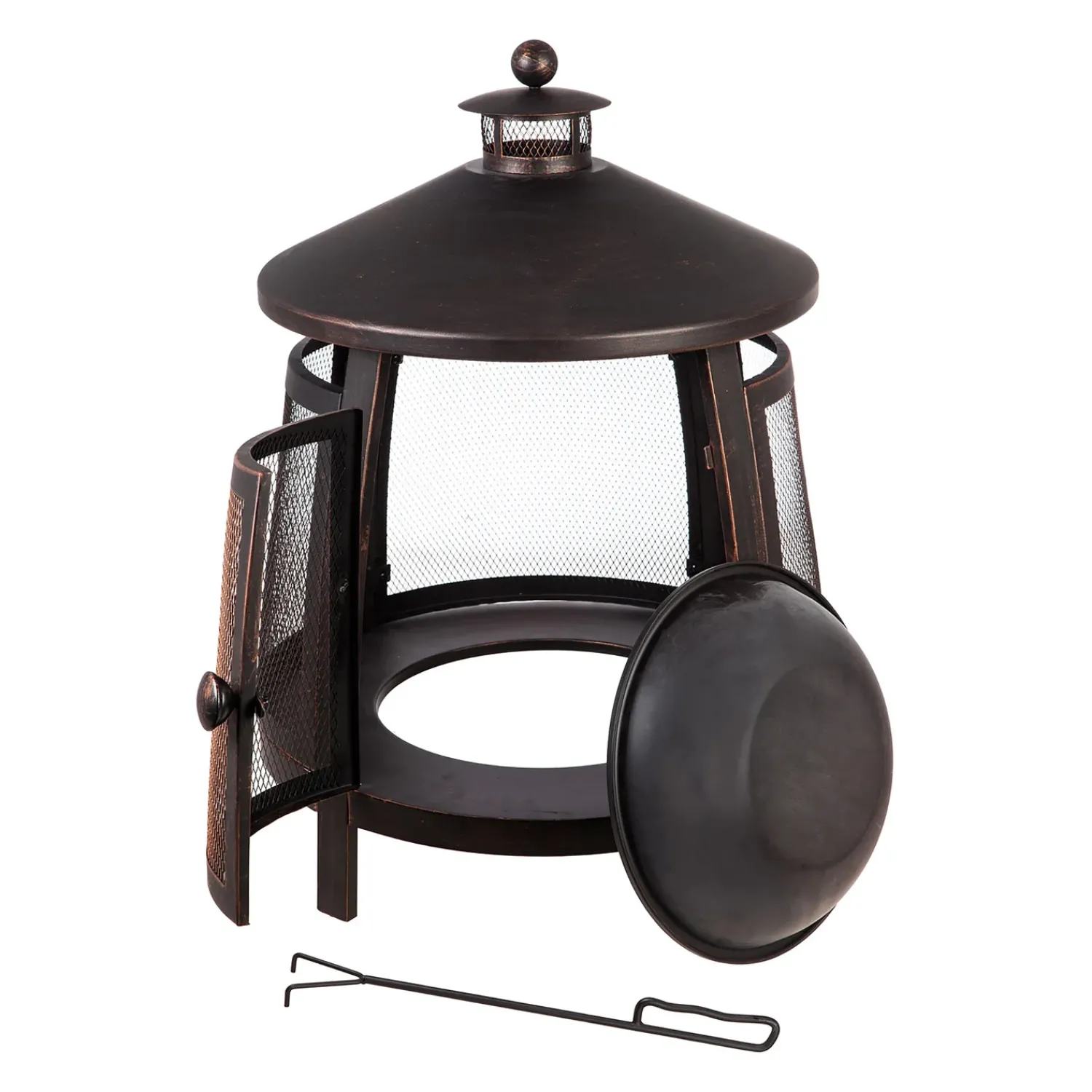 Plow & Hearth Fire Pits|Fire Pits>Tall Bronze Firepit with Chimney