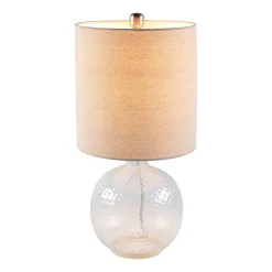 Plow & Hearth Lamps & Lighting>Textured Bubble Glass Table Lamp with Beige Linen Shade
