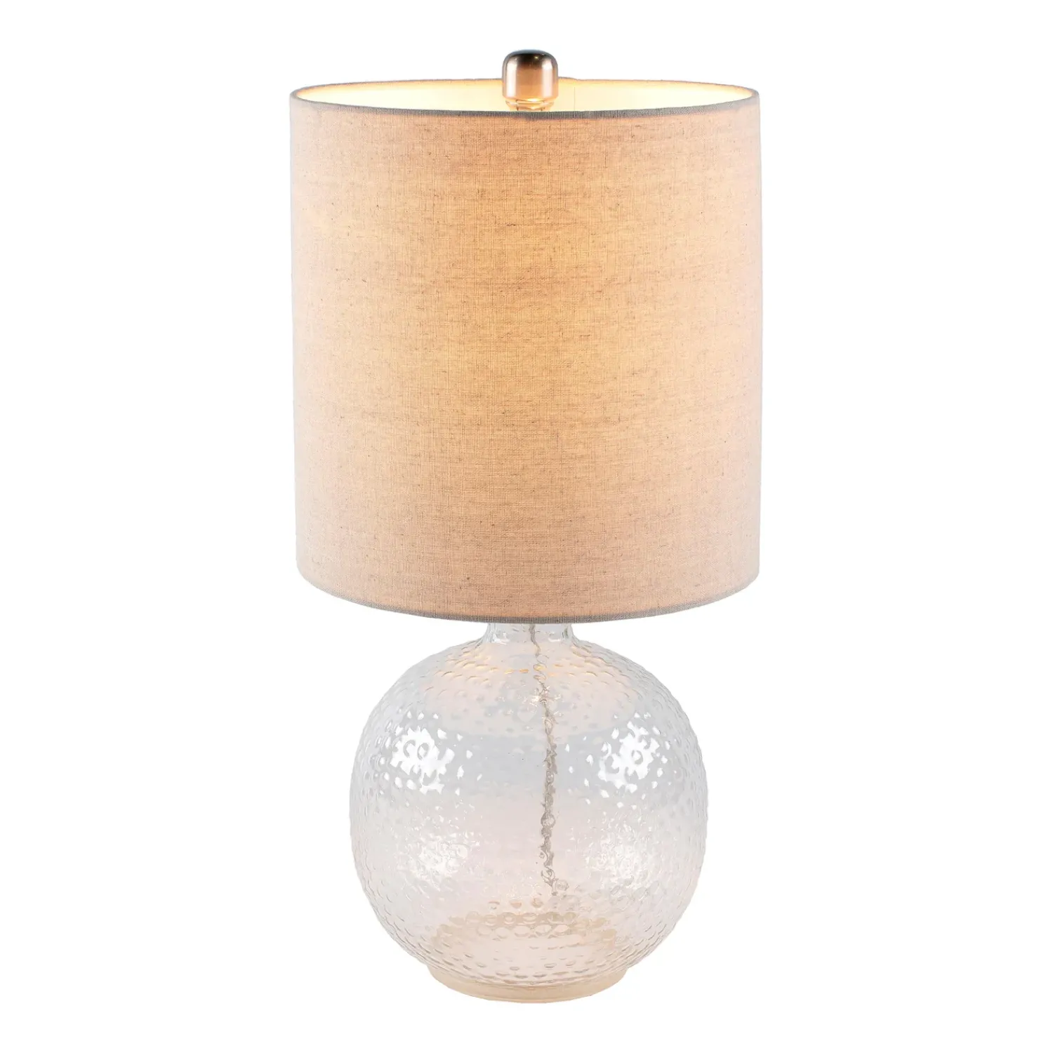 Plow & Hearth Lamps & Lighting>Textured Bubble Glass Table Lamp with Beige Linen Shade