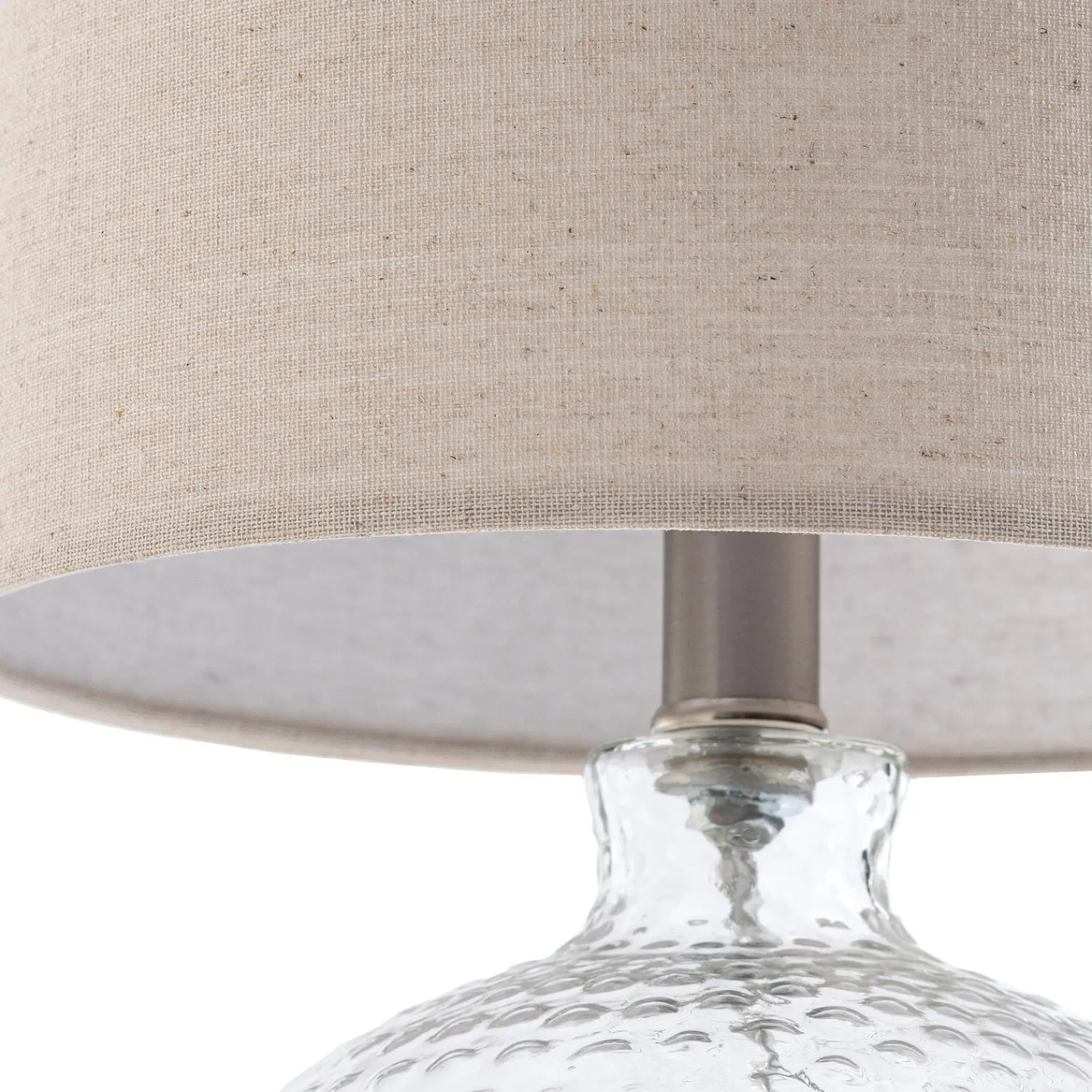 Plow & Hearth Lamps & Lighting>Textured Bubble Glass Table Lamp with Beige Linen Shade