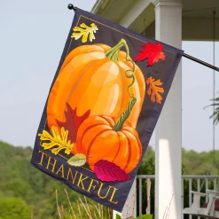 Plow & Hearth House & Estate Flags>Thankful Pumpkins Estate Flag