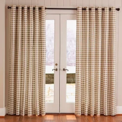 Plow & Hearth Curtain Panels|Insulated Curtains>Thermalogic™ Check Grommet-Top Curtain Pair, 84"L DarkGreen