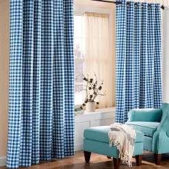 Plow & Hearth Curtain Panels|Insulated Curtains>Thermalogic™ Check Grommet-Top Curtain Pair, 95"L DarkGreen