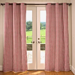 Plow & Hearth Curtain Panels|Insulated Curtains>Thermalogic™ Check Grommet-Top Curtain Pair, 84"L Black