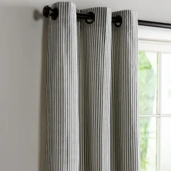 Plow & Hearth Curtain Panels|Insulated Curtains>Thermalogic Insulated Ticking Stripe Grommet Top Curtain Pair, 84"L