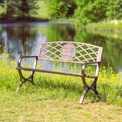 Plow & Hearth Memorial & Garden Plaques|Outdoor Benches>Thoughts & Hearts Memorial Metal Garden Bench