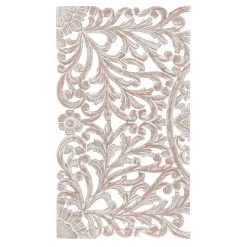 Plow & Hearth Wall Art>Three Panel White Washed Floral Wall Art