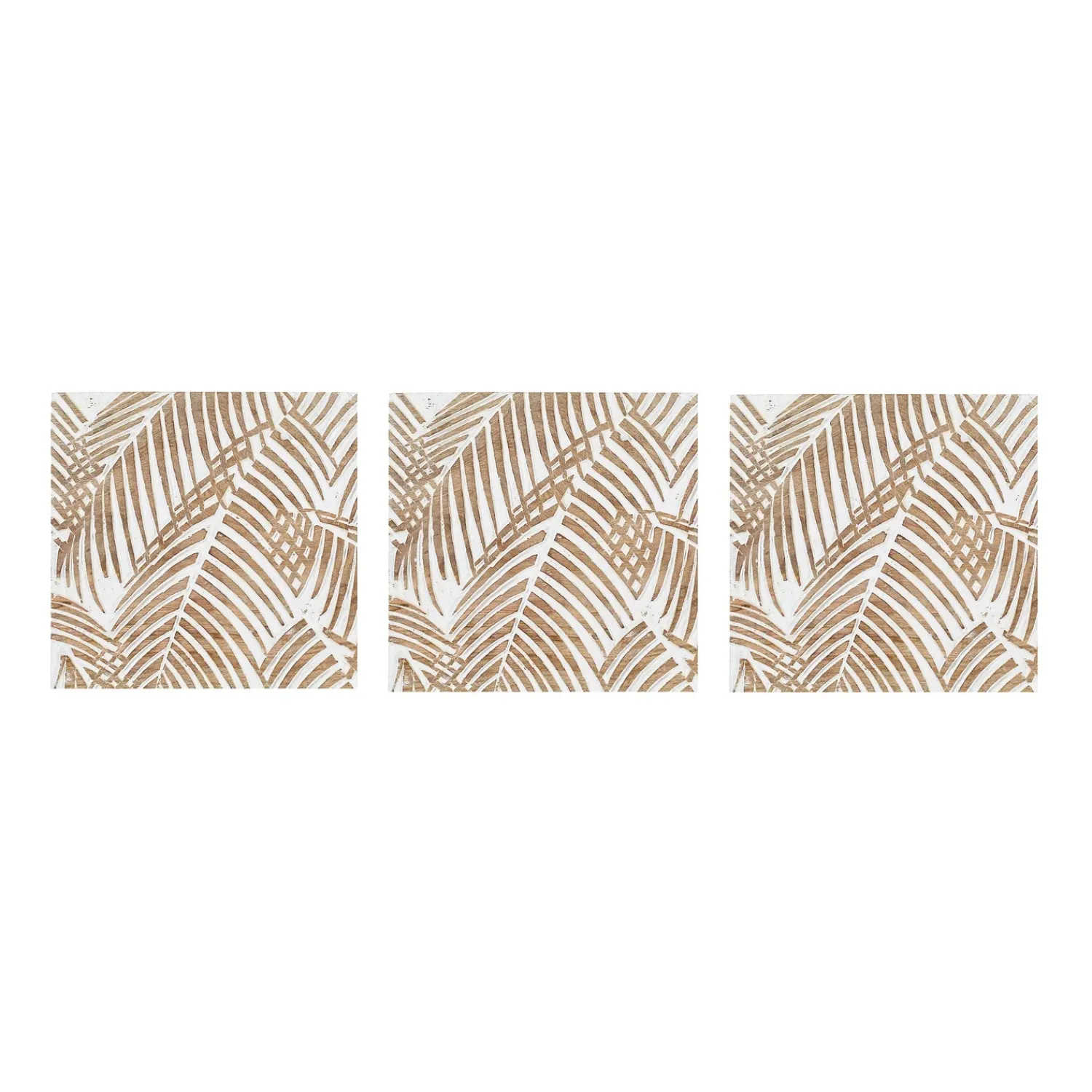 Plow & Hearth Wall Art>Three Panel White Washed Tropical Wall Art