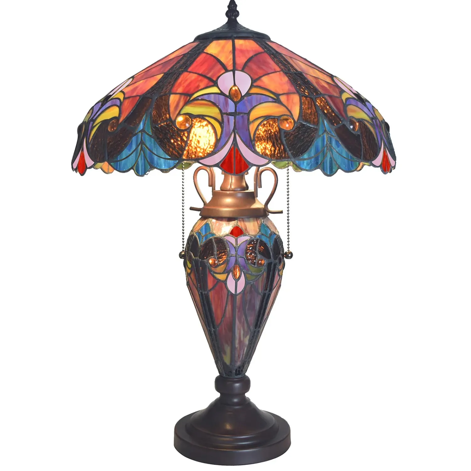 Plow & Hearth Lamps & Lighting>Tiffany Style Stained Glass Table Lamp