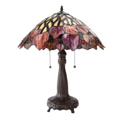 Plow & Hearth Lamps & Lighting>Tiffany-Inspired Fall Leaves Stained Glass Table Lamp