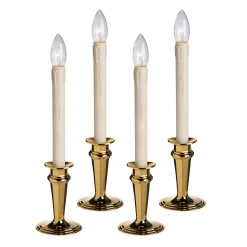 Plow & Hearth Candles & Lanterns|Lighted Accents>Traditional Adjustable Window Candles with Timer and Remote, Set of 4