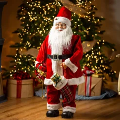 Plow & Hearth Decorative Accents>Traditional Santa LED Table Decor Dancing Santa Claus with Music, 39.5"