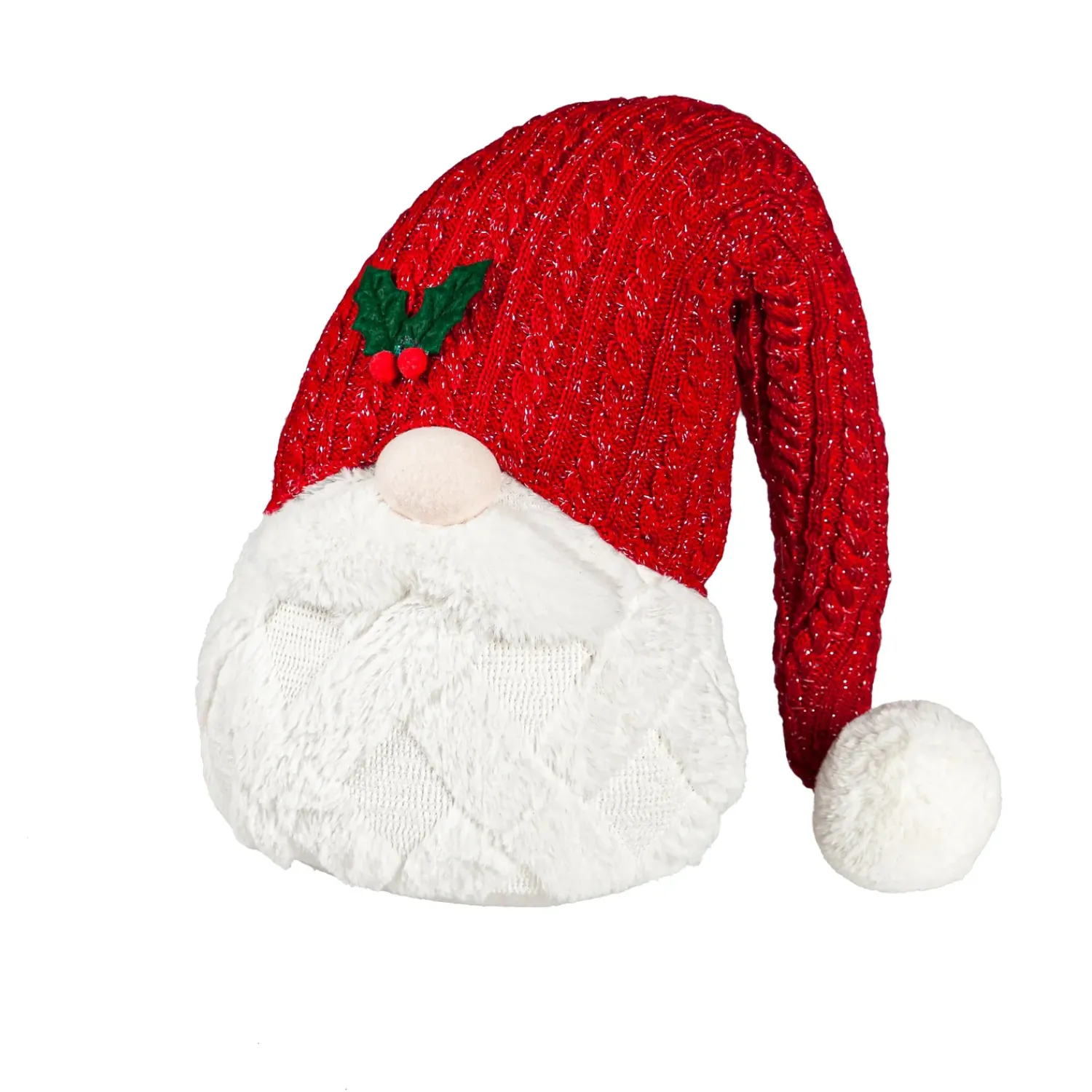 Plow & Hearth Decorative Accents>Traditional Santa Table Decor Fabric Gnome with Red Hat