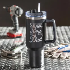 Plow & Hearth Travel Cups>Tumbler Stainless-Steel Canyon Cup w/ Straw, Dad Super Hero, 40oz, Gift Box