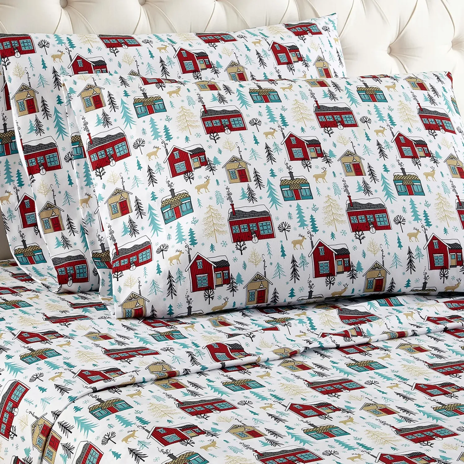 Plow & Hearth Sheets>Twin Cabins Sheet Set