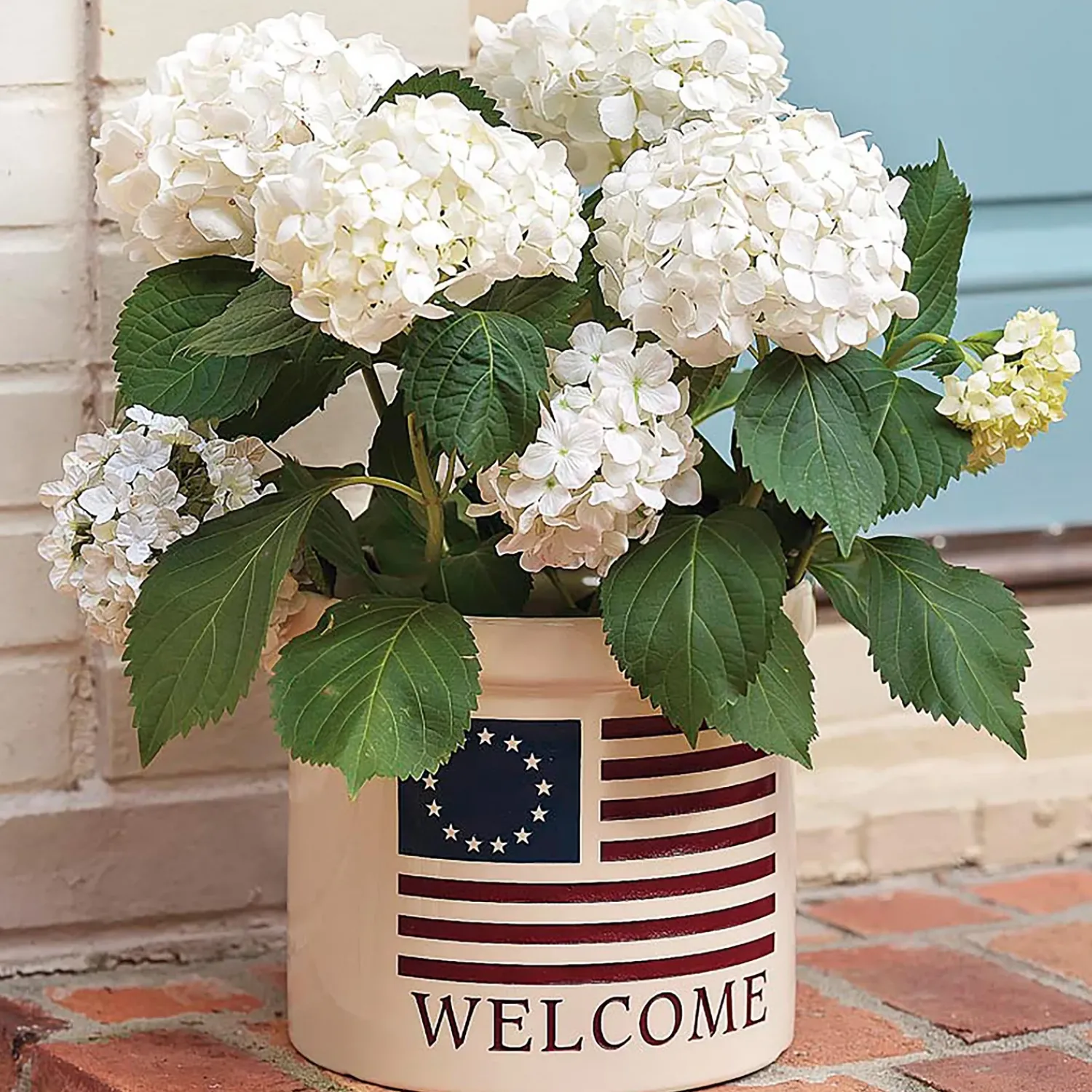Plow & Hearth Planters & Plant Stands>USA-Made Americana Welcome Stoneware Crock