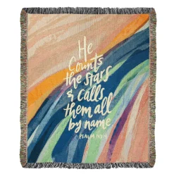 Plow & Hearth Throws & Blankets>USA-Made He Counts The Stars Cotton Tapestry Throw