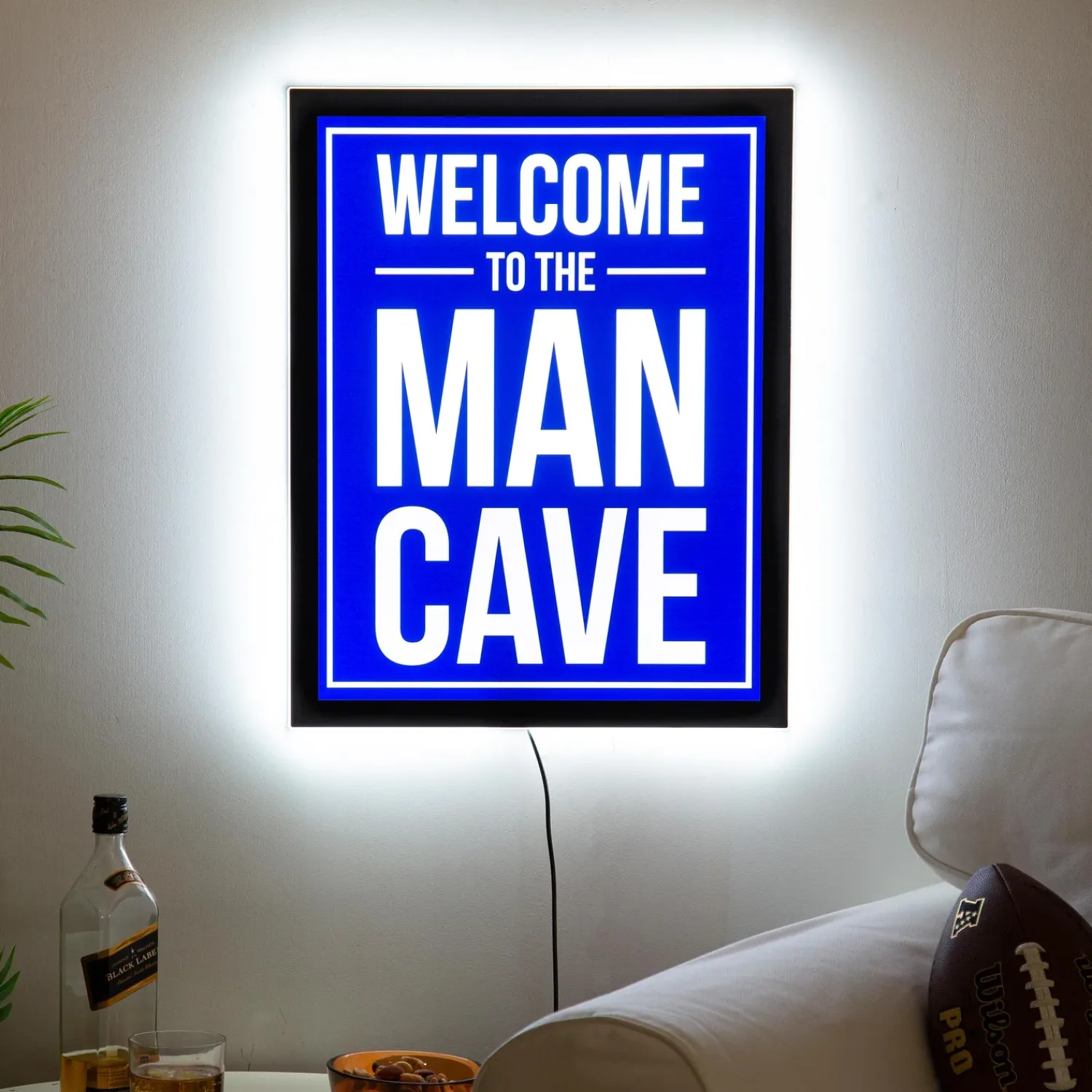 Plow & Hearth Wall Art>USA-Made Lighted Man Cave Wall Décor