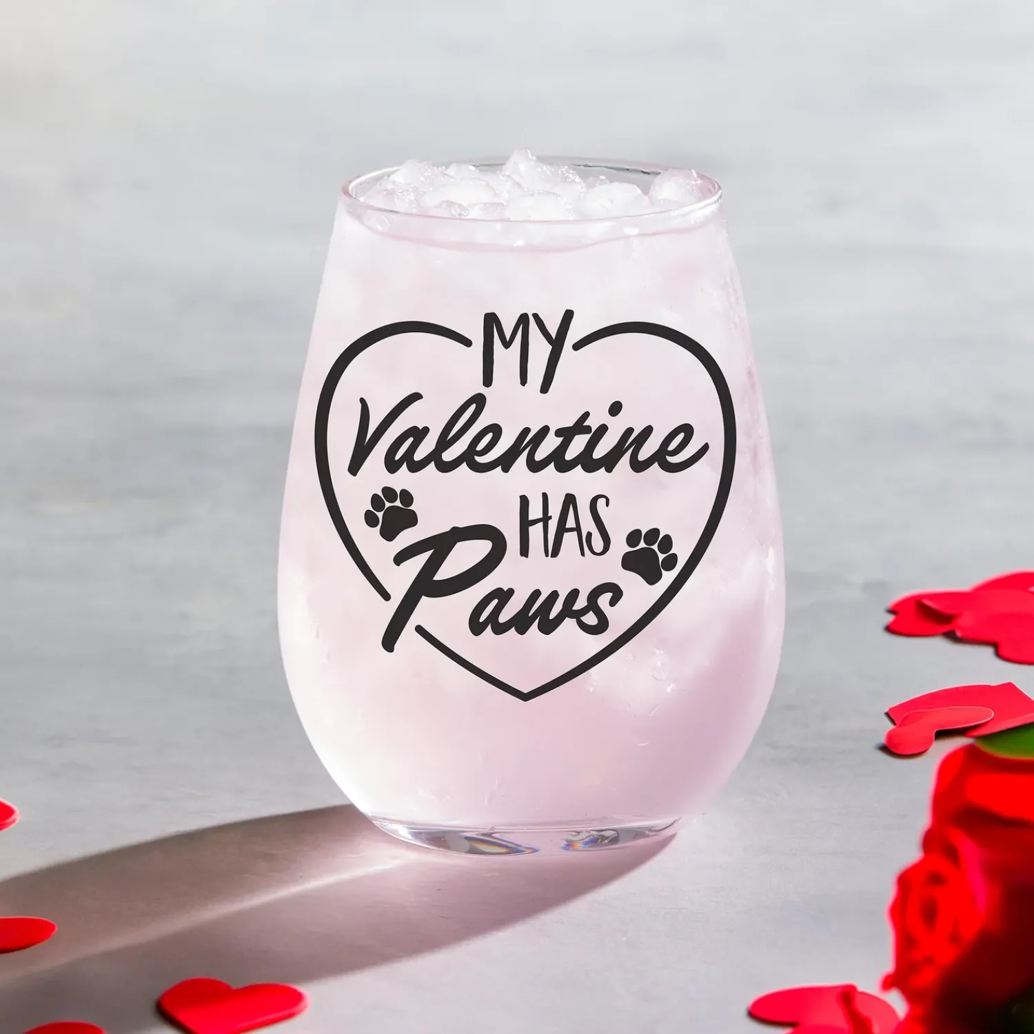 Plow & Hearth Wine Glasses>Valentine's Pet Stemless Glass, 17oz, Gift Box
