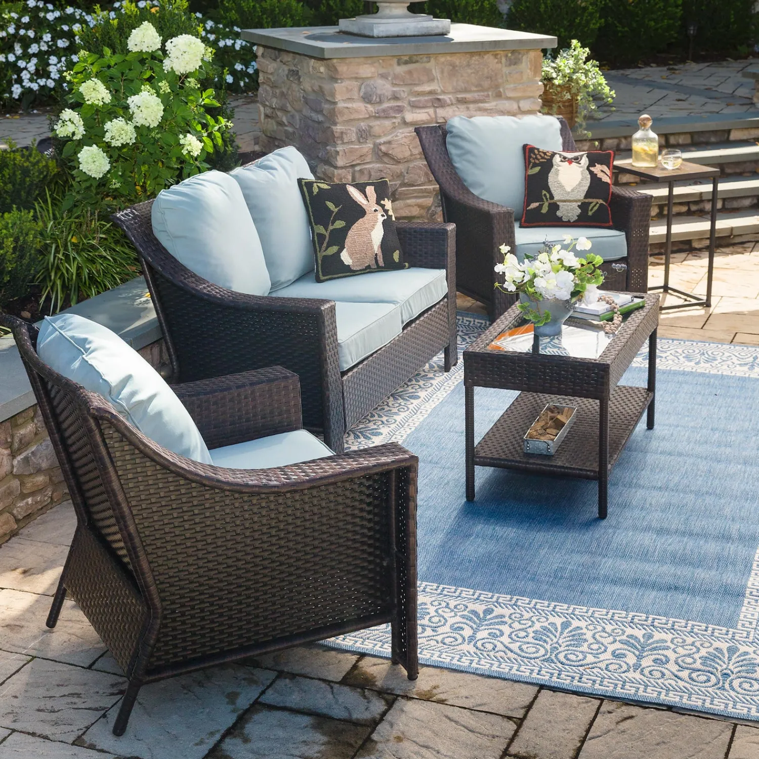 Plow & Hearth Area Rugs>Veranda Border Indoor/Outdoor Rug, 7'6"x 10'9"