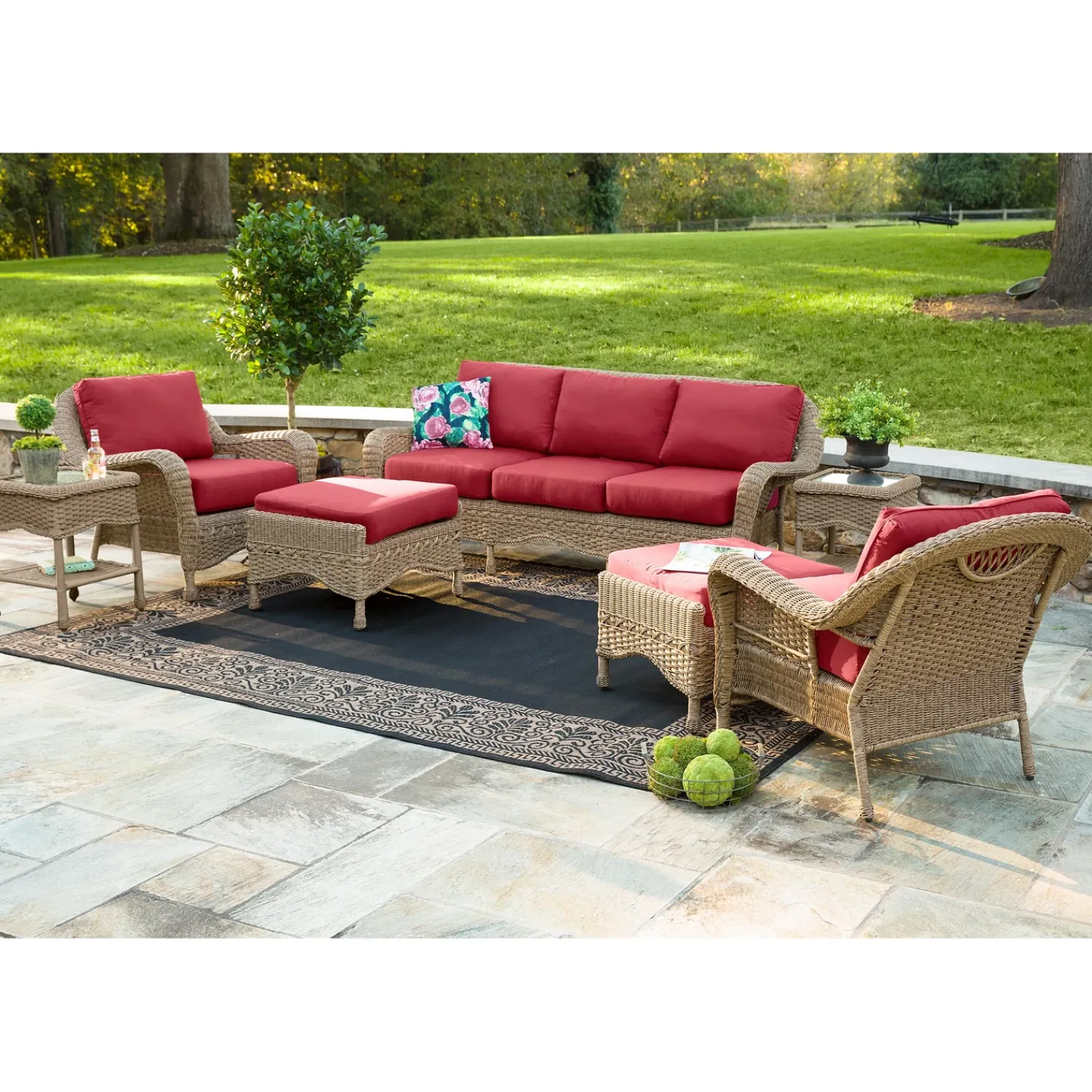 Plow & Hearth Area Rugs>Veranda Border Indoor/Outdoor Rug, 7'6"x 10'9"