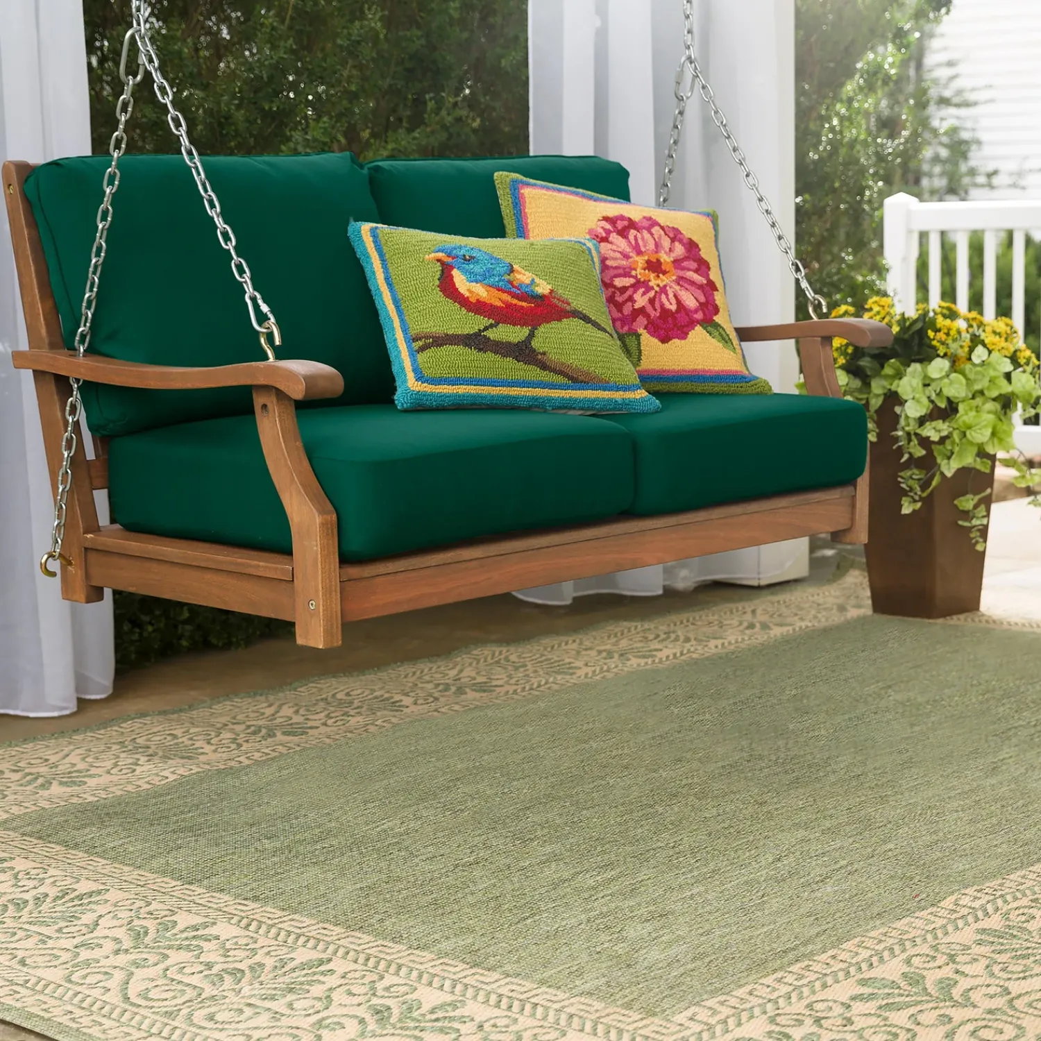 Plow & Hearth Area Rugs>Veranda Border Indoor/Outdoor Rug, 7'6"x 10'9"