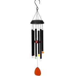 Plow & Hearth Wind Chimes & Mobiles|Solar Accents>Voice Activated Solar Wind Chime, Black, 33"